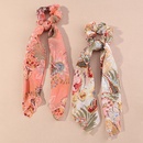 Fashion new satin floral knotted streamer long scarf hair scrunchies setpicture8