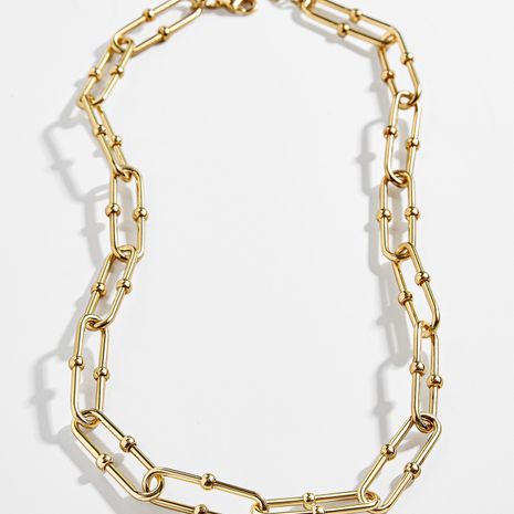niche fashion U-shaped lock clasp pure copper  necklace's discount tags