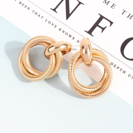 Simple alloy twisted double ring earrings wholesale's discount tags