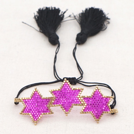 Purple Six-pointed Star Beaded Bracelet's discount tags