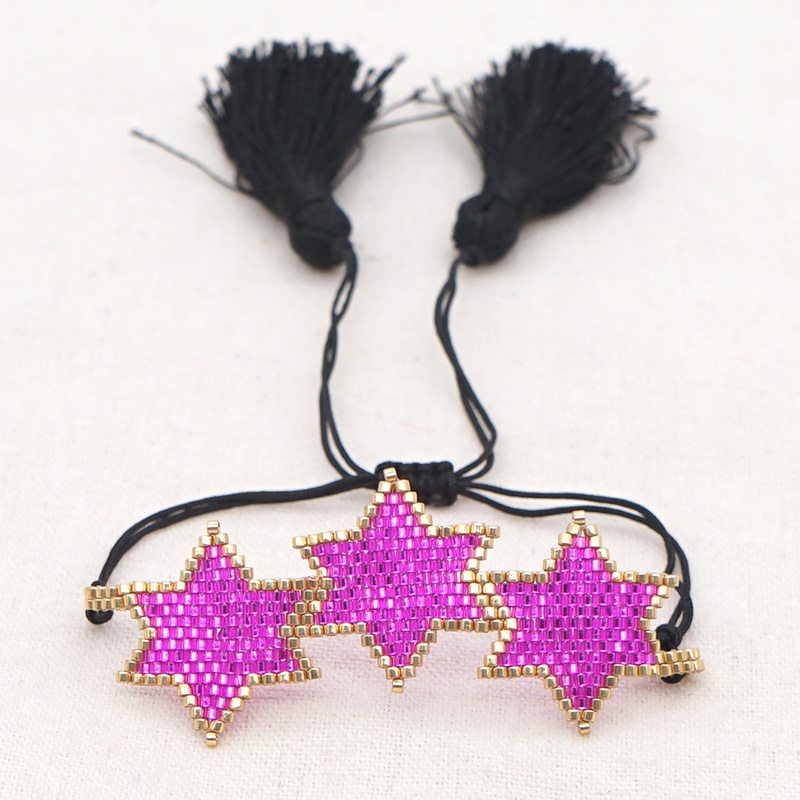 Purple Sixpointed Star Beaded Bracelet