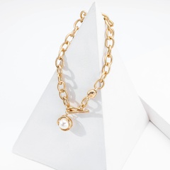 alloy thick chain pearl pendant necklace