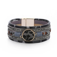 new bohemian hand-woven leopard magnetic bracelet