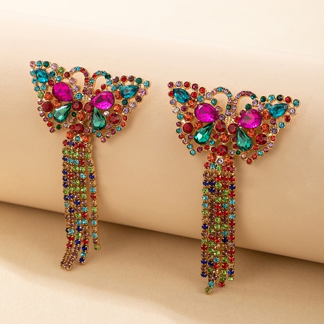 alloy glass rhinestone butterfly tassel earrings's discount tags