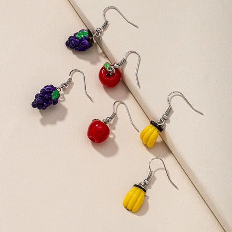 fashion apple grape banana earrings set's discount tags