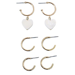 fashion shell metal earrings 3 pairs set