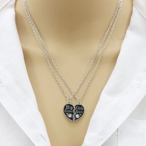Fashion letter best sister heart pendant necklace's discount tags