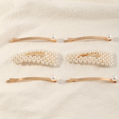 simple new geometric pearls hair clip set
