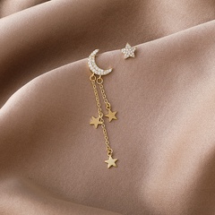Asymmetrical simple wild star moon earrings