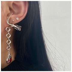 fashion new cone gemstone splicing earrings