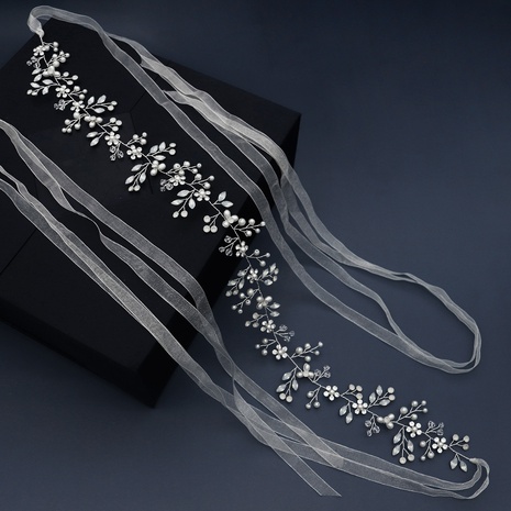 Korean new handmade flowers pearl bridal waist chain NHHS308178's discount tags