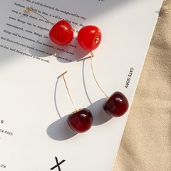 Red cherry long simple earrings