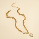 Nuevo collar de perlas con colgante de cabeza humana con moneda de oropicture10