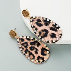 boucles d'oreilles créatives en cuir à imprimé léopard double face
