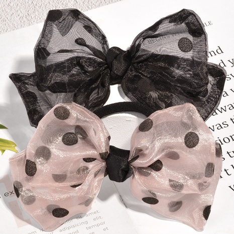 cute wave dot bow hair rope's discount tags