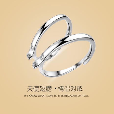 new couple micro-inlaid zircon wings open ring's discount tags
