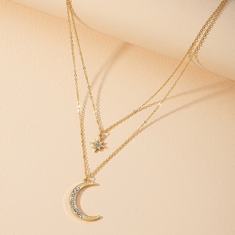 new fashion double-layer star moon necklace's discount tags