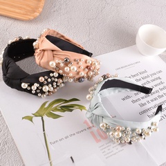 fashion pearl knotted solid color headband