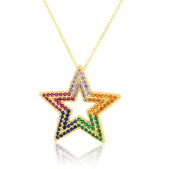 full diamond five-pointed star copper necklace