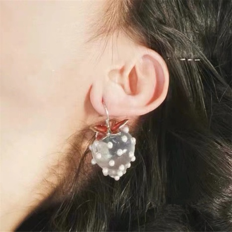boucles d'oreilles fraises transparentes en perles de cristal simples's discount tags