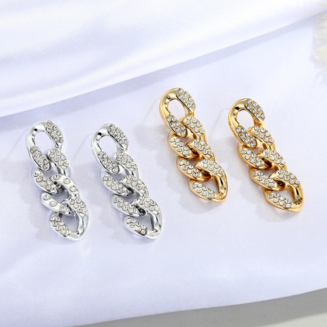 Korea Simple diamond-studded chain earrings's discount tags