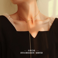 fashion titanium steel adjustable long necklace