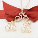 simple inlaid zirconium cycling necklace earrings setpicture11