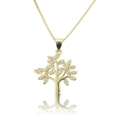 fashion zircon tree pendant copper necklace