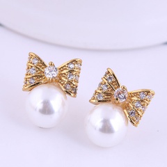 Korean Fashion Sweet Bow Pearl Earrings