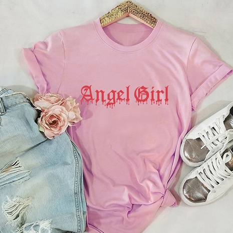 letter print short-sleeved T-shirt's discount tags