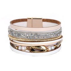 Bohemian multi-layer leather diamond bracelet