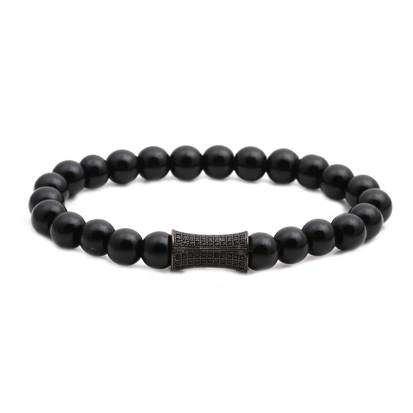 Matte Black Stone Beaded Bracelet