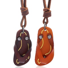 Fashion Creative Slippers Pendant Leather Necklace