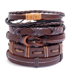 Simple retro woven 5-piece leather bracelet