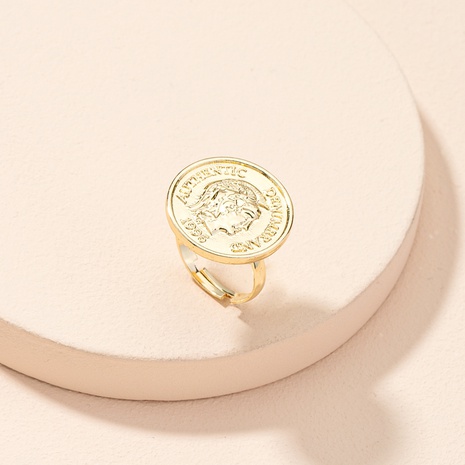simple fashion gold coin portrait ring's discount tags