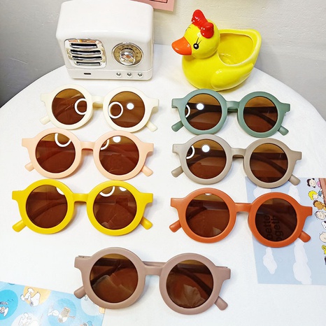 Nouvelles lunettes de soleil de protection UV à monture ronde pour enfants coréens's discount tags