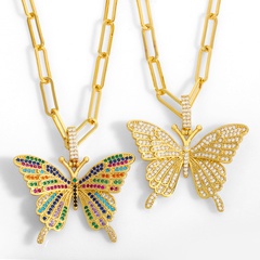 collier à pendentif papillon zircon coloré