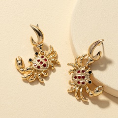 creative diamond small crab earrings
