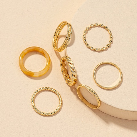 fashion resin metal rings 7 pieces set's discount tags