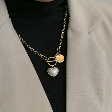 collier en acier inoxydable avec perles baroques's discount tags
