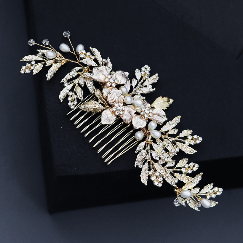 Bijoux Fantaisie Bijoux De Mariage | PinceCheveux Simple Nouvelle Feuille De Fleur De Perle - MG95857