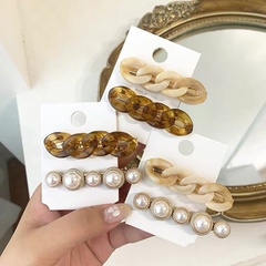 Korea einfache Kette Perle Haarnadel Set