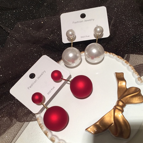sweet S925 silver needle pearl ball earrings's discount tags