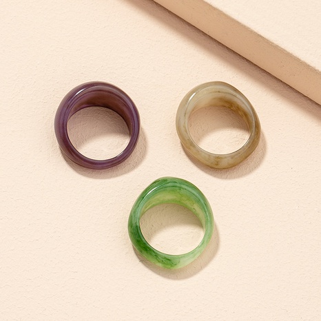 conjunto de anillos de acrílico de moda retro coreano's discount tags