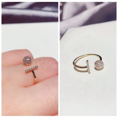 fashion simple geometric zircon micro-inlaid ring