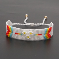 Simple bohemian rainbow beaded small daisy bracelet