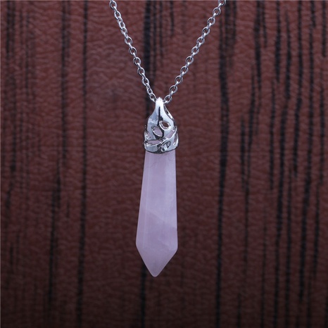 stainless steel chain pink crystal pendant necklace's discount tags