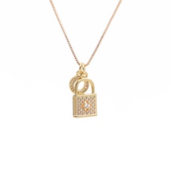 micro-inlaid zircon key lock pendant necklace