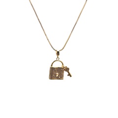 micro-inlaid zircon key lock heart pendant necklace