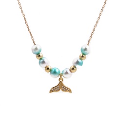 copper bead fishtail pendant necklace
